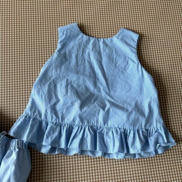 Rosalina Collections smocked beach scene blouse + bloomers. Gingham. Size 2/3 - Picture 12 of 16